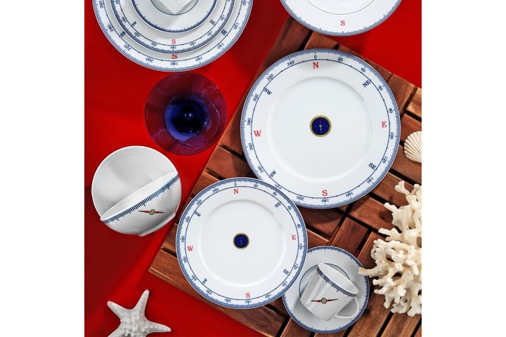 Middagsservise Kütahya 24 Deler Porselen - Hvit|Blå - Innredning - Kjøkkenutstyr - Porselen