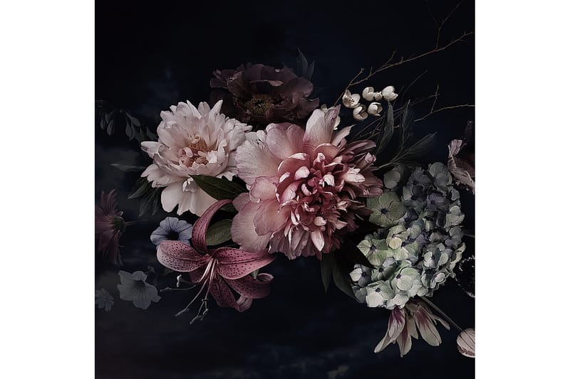 Akrylbilde Flowers III Glass/Svart/Rosa - 120x80 cm - Interiør - Plakater & posters - Lerretsbilder