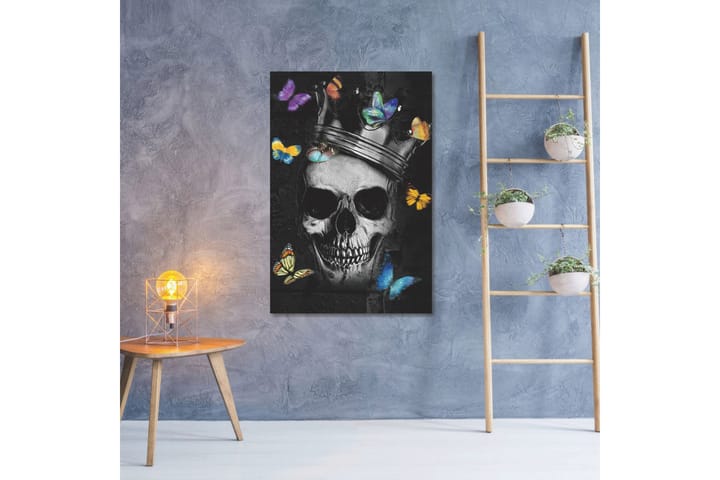 Akrylmaling skalle i glass / svart / flerfarget - 120x80 cm - Innredning - Plakater & posters - Lerretsbilder