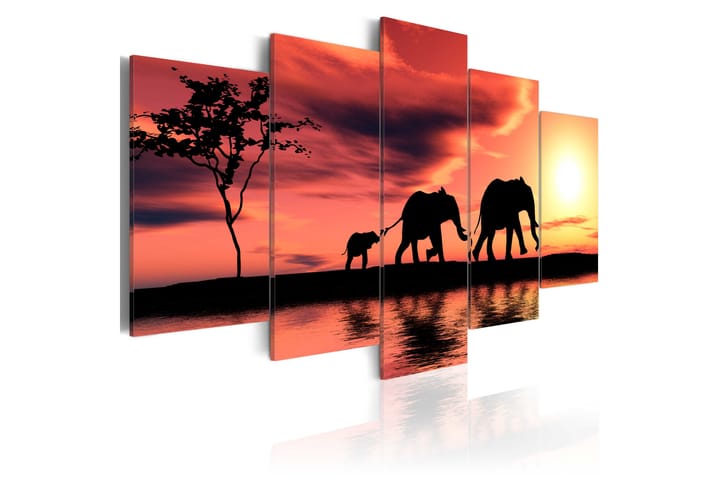 Bilde African Elephants Family 200x100 - Artgeist sp. z o. o. - Innredning - Plakater & posters - Lerretsbilder