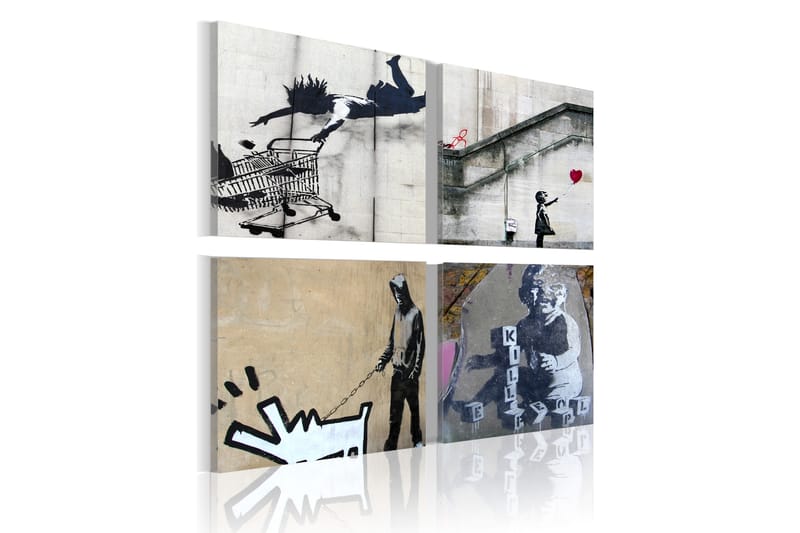 Bilde Banksy Fyra Orginal Idéer 40x40 - Artgeist sp. z o. o. - Interiør - Plakater & posters - Lerretsbilder