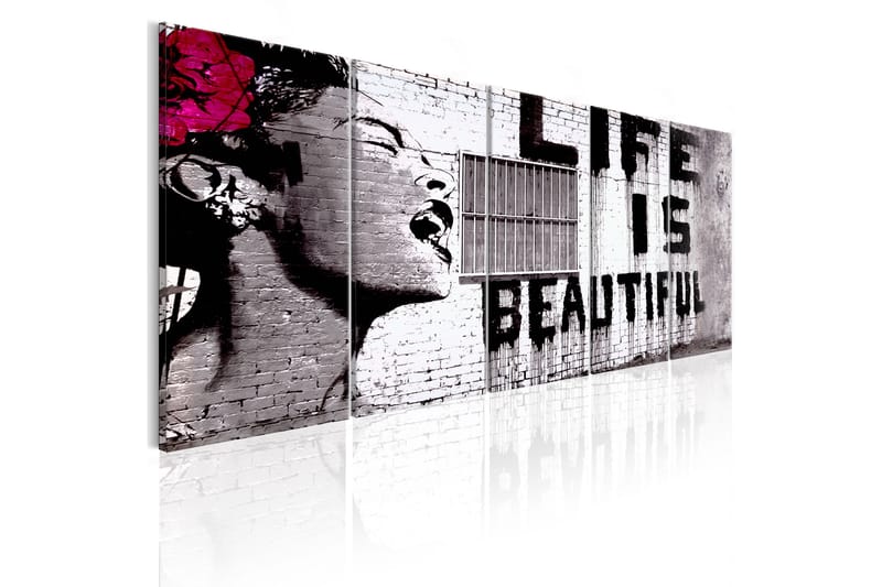 Bilde Banksy Life Is Beautiful 225x90 - Finnes i flere størrelser - Innredning - Plakater & posters - Lerretsbilder