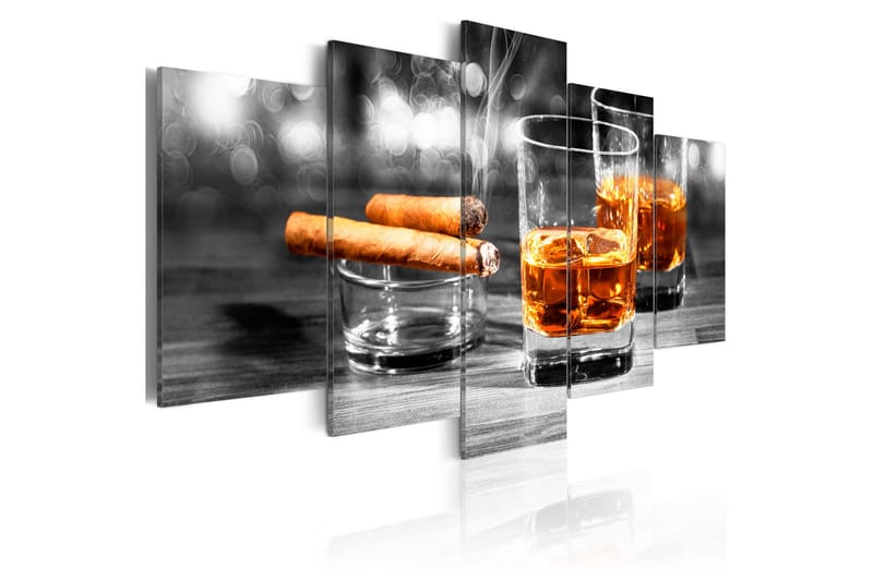 Bilde Cigars And Whiskey 100x50 - Artgeist sp. z o. o. - Innredning - Plakater & posters - Lerretsbilder