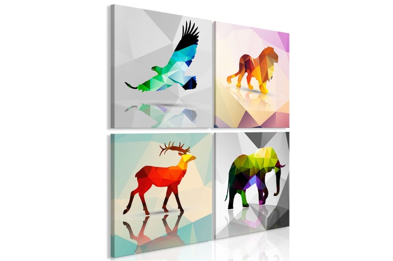 Bilde Colourful Animals 4 Parts 60x60 - Artgeist sp. z o. o. - Interiør - Plakater & posters - Lerretsbilder