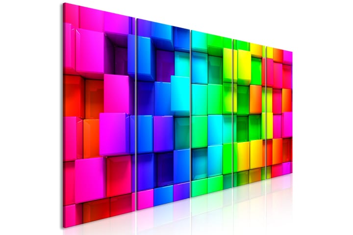Bilde Colourful Cubes 5 Parts Narrow 200x80 - Artgeist sp. z o. o. - Innredning - Plakater & posters - Lerretsbilder