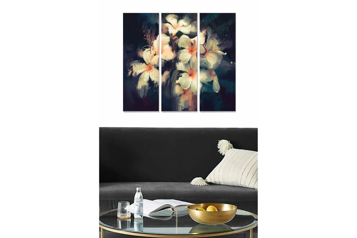 Bilde Floral 3-pk flerfarget - 22x05 cm - Interiør - Maleri & posters - Lerretsbilder