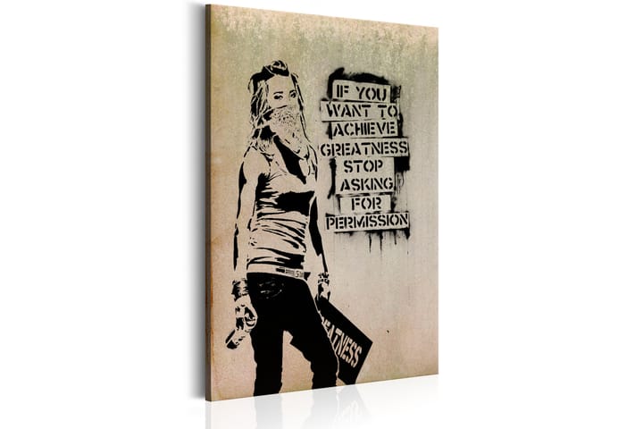 Bilde Graffiti Slogan By Banksy 60x90 - Artgeist sp. z o. o. - Interiør - Plakater & posters - Lerretsbilder
