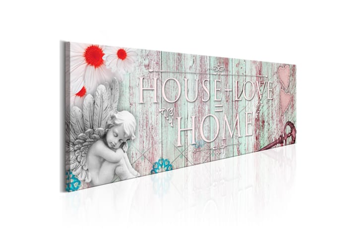 Bilde Home House + Love 150x50 - Artgeist sp. z o. o. - Interiør - Plakater & posters - Lerretsbilder