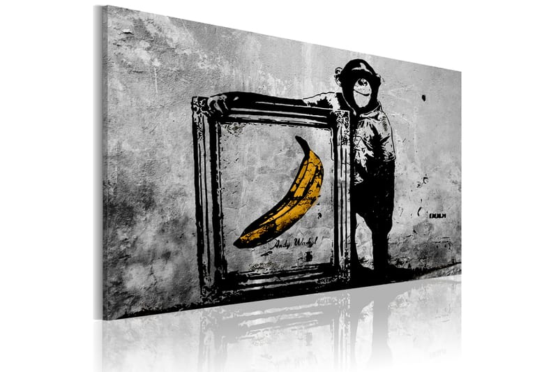 Bilde Inspired By Banksy Black And White 90x60 - Artgeist sp. z o. o. - Innredning - Plakater & posters - Lerretsbilder
