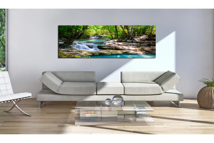 Bilde Nature Forest Waterfall 150x50 - Flerfarget - Innredning - Plakater & posters - Lerretsbilder