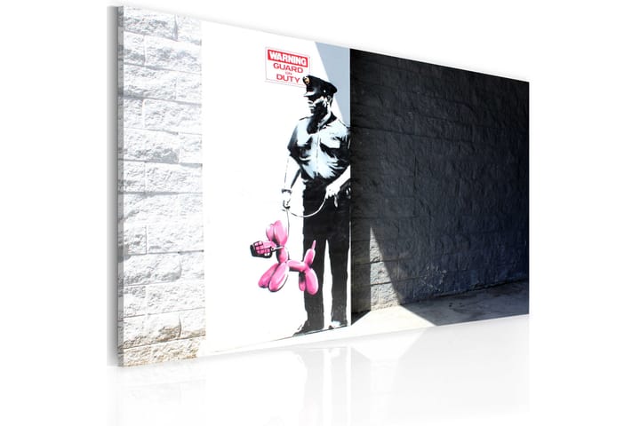Bilde Police Guard And Pink Balloon Dog Banksy 60x40 - Finnes i flere størrelser - Innredning - Plakater & posters - Lerretsbilder