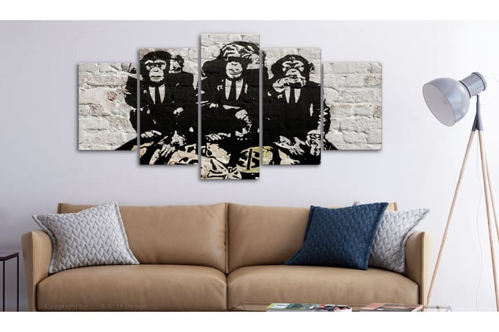 Bilde Rich Monkeys 5 Parts Wide 100x50 - Artgeist sp. z o. o. - Innredning - Plakater & posters - Lerretsbilder
