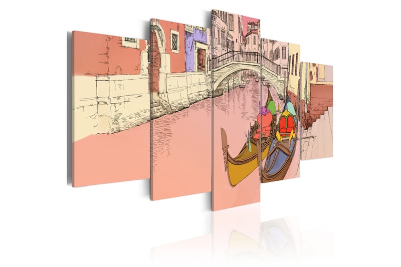 Bilde Romantic Gondolas 5 Pieces 200x100 - Artgeist sp. z o. o. - Interiør - Plakater & posters - Lerretsbilder