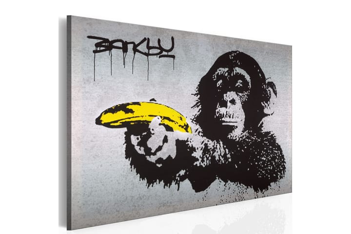 Bilde Stopp Eller Apen Skyter! Banksy 60x40 - Innredning - Plakater & posters - Lerretsbilder