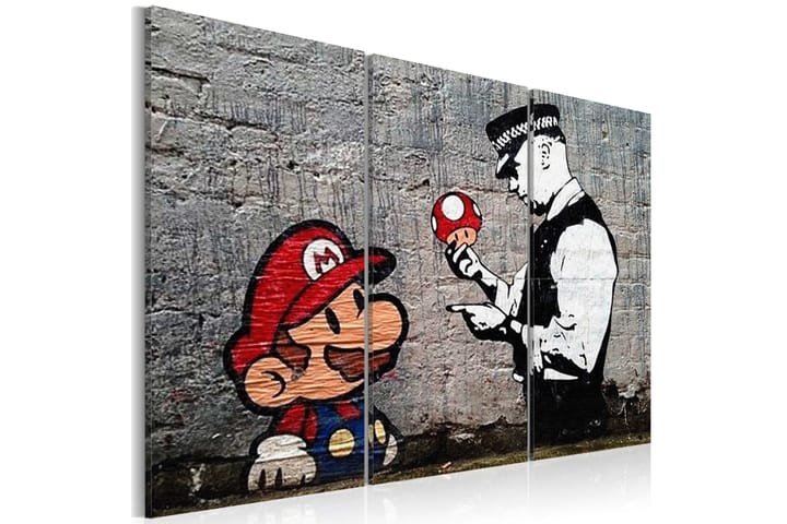 Bilde Super Mario Mushroom Cop By Banksy 90x60 - Artgeist sp. z o. o. - Interiør - Plakater & posters - Lerretsbilder