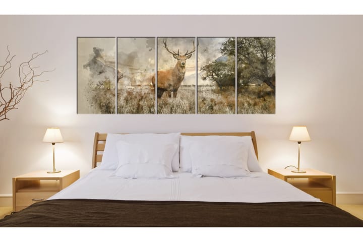 Bilde Watercolour Deer 225x90 - Artgeist sp. z o. o. - Interiør - Plakater & posters - Lerretsbilder