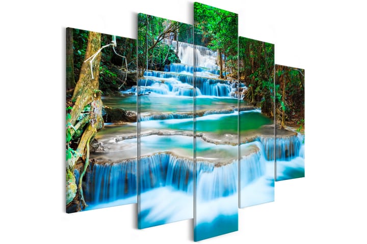 Bilde Waterfall in Kanchanaburi 5-delt 225x100 - Artgeist sp. z o. o. - Interiør - Plakater & posters - Lerretsbilder