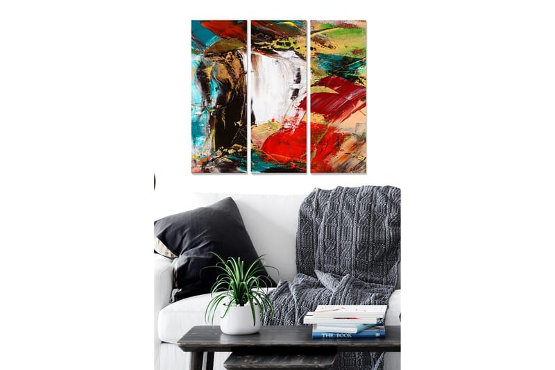 Canvasbilde Abstract 3-pk Flerfarget - 22x05 cm - Interiør - Plakater & posters - Lerretsbilder