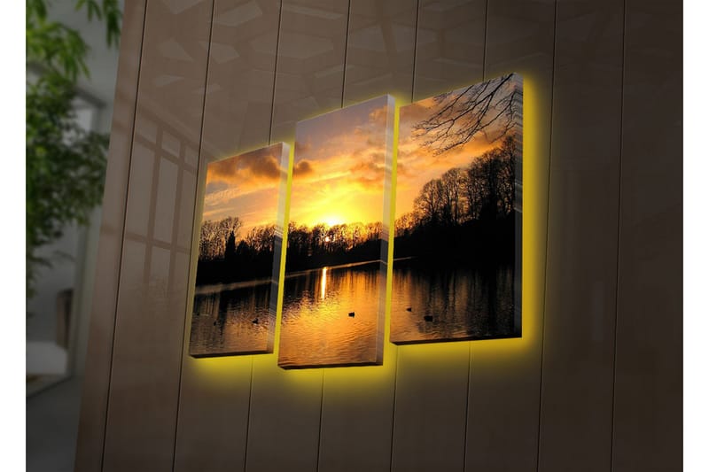 Canvasbilde Dekorativ LED-belysning 3 Deler - Flerfarget - Innredning - Plakater & posters - Lerretsbilder