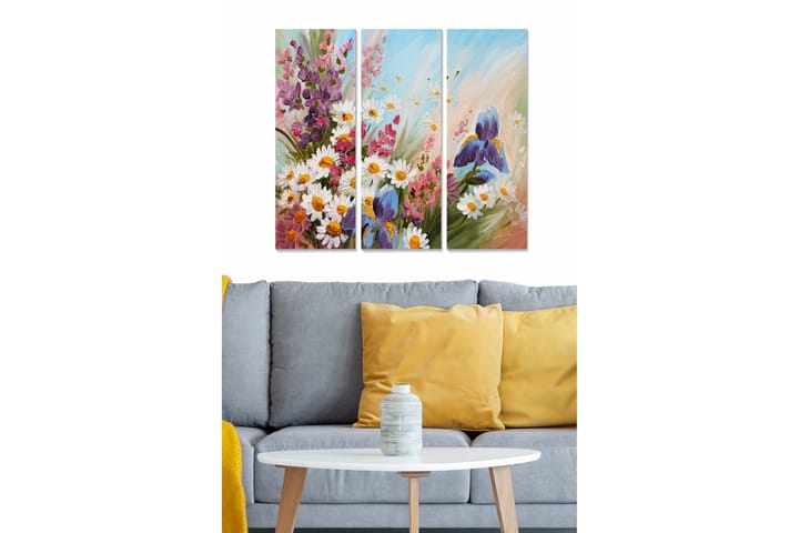 Canvasbilde Floral 3-pk flerfarget