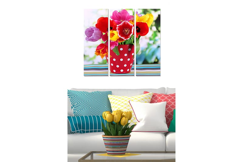 Canvasbilde Floral 3-pk flerfarget - 22x05 cm - Interiør - Plakater & posters - Lerretsbilder