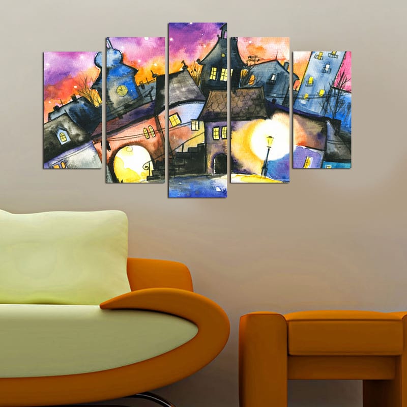 Dekorativ MDF-maling 5-Deler 20x60 cm - Flerfarget - Interiør - Plakater & posters - Lerretsbilder