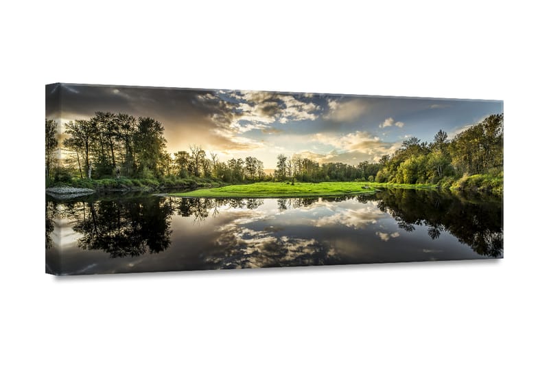 Green Sunset Tavle Canvas - 60x150cm - Interiør - Plakater & posters - Lerretsbilder