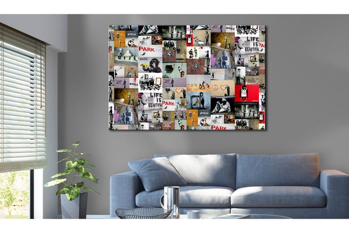 Tavle Art Of Collage: Banksy 60X40 - Searchlight - Innredning - Plakater & posters - Lerretsbilder