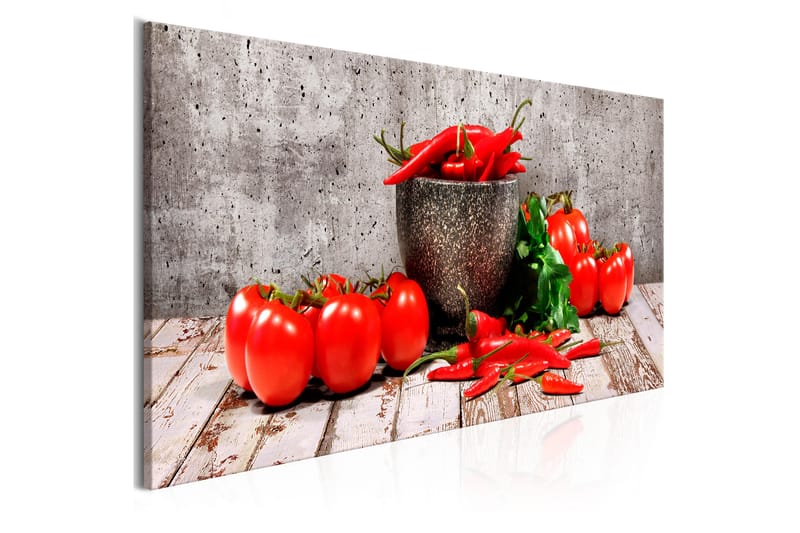 Tavle Red Vegetables (1 Part) Concrete Narrow 120X40 - Artgeist sp. z o. o. - Interiør - Maleri & posters - Lerretsbilder