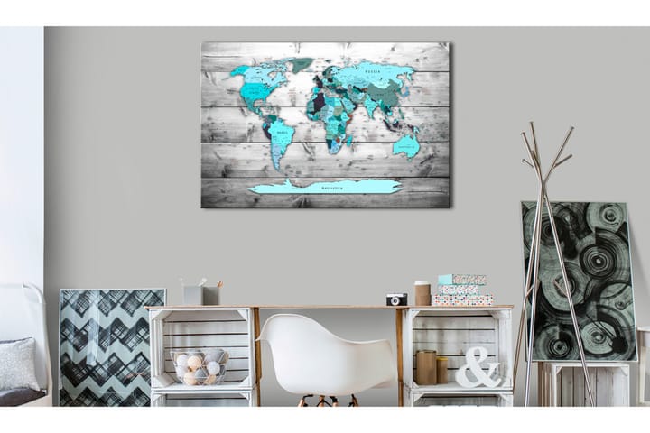 Tavle World Map: Blue World 120X80 - Artgeist sp. z o. o. - Interiør - Plakater & posters - Lerretsbilder