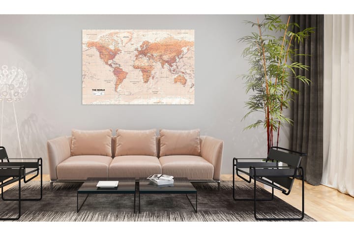 Tavle World Map: Oransje World 120X80 - Artgeist sp. z o. o. - Interiør - Plakater & posters - Lerretsbilder
