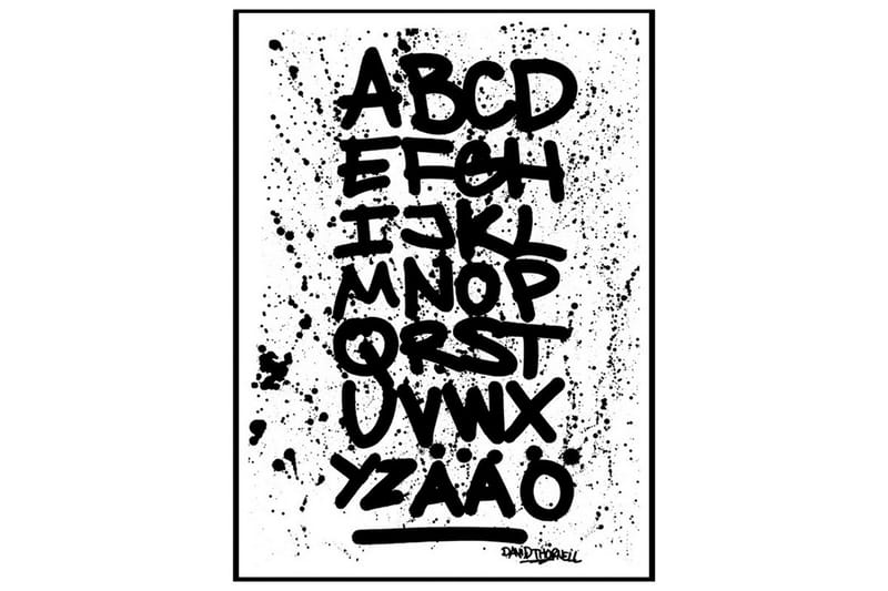 Alfabetet Tags Tekst Hvit/Svart - 70x100 cm - Interiør - Maleri & posters - Posters