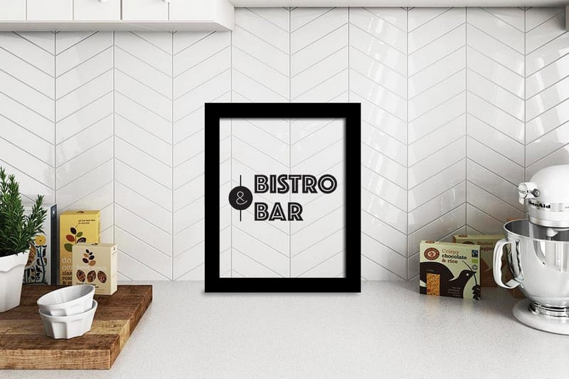 Bistro & Bar Tekst Svat/Hvit 2 - 23x28 cm - Interiør - Maleri & posters - Posters - Kjøkkenbilder