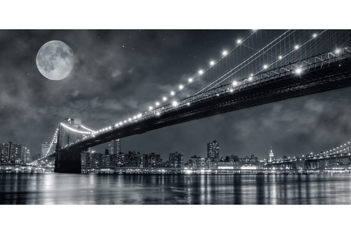 Bridge To Manhattan Foto Svart/Grå 1 - 140x70 cm - Interiør - Maleri & posters - Posters - Kart & byer plakat