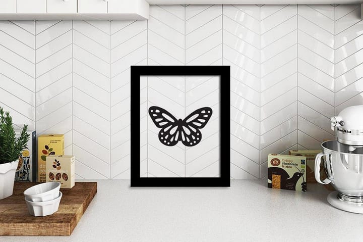 Butterfly Illustrasjon Svat/Hvit 2 - 23x28 cm - Interiør - Innredning til barnerom - Veggdekorasjon barnerom - Plakater barnerom