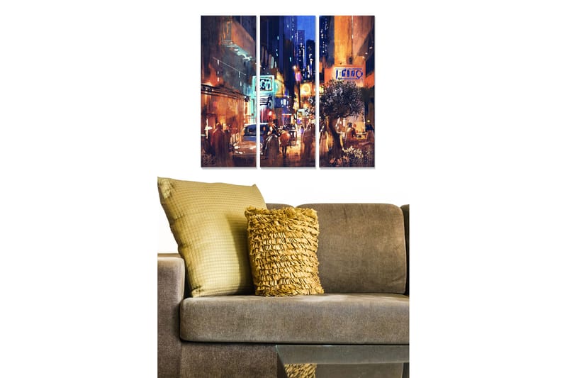 Canvasbilde City 3-pk flerfarget - 22x05 cm - Innredning - Plakater & posters - Posters