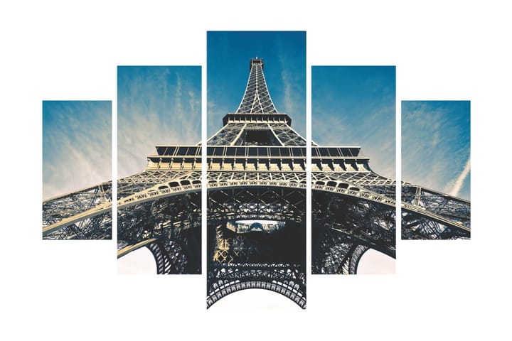 Canvasbilde City Paris 5-pk Flerfarget - 55x62 cm - Innredning - Plakater & posters - Lerretsbilder