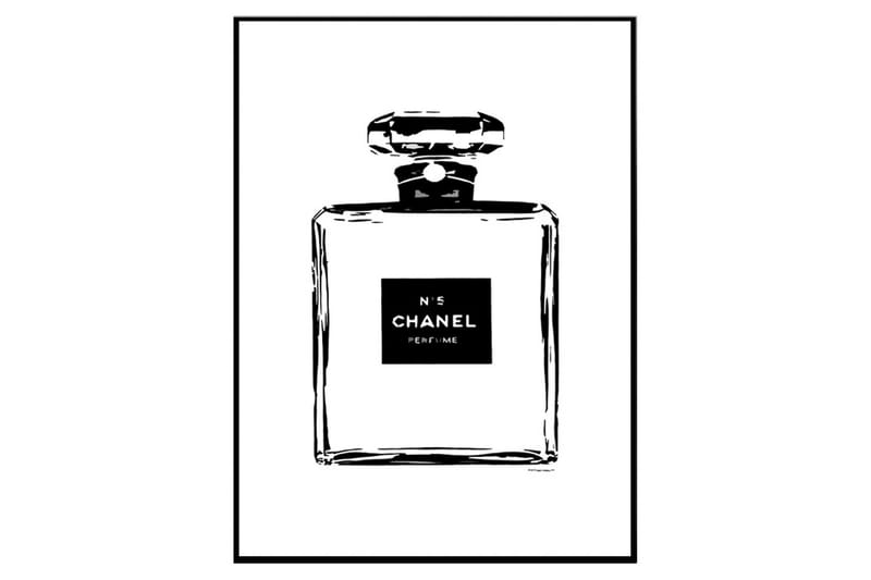 Chanel No5 Perfume Bottle Illustrasjon Hvit/Svart
