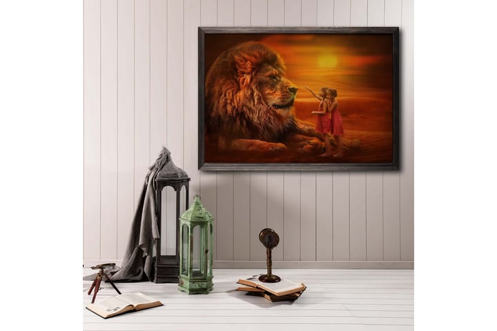 Girls Looking At Lion Foto Oransje