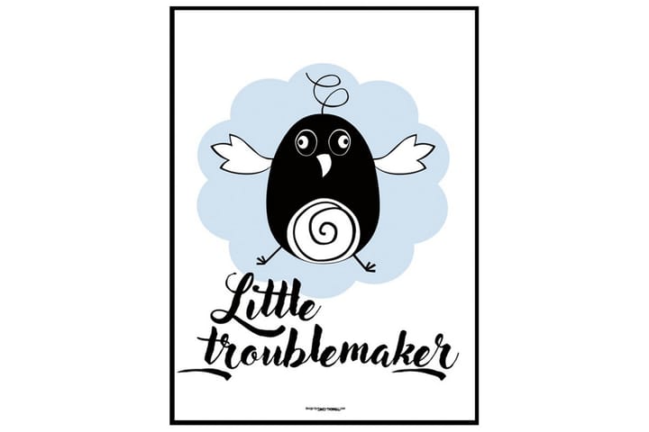 Little Troublemaker Illustrasjon/Tekst Blå/Hvit/Svart - 50x70 cm - Interiør - Maleri & posters - Posters - Dyreplakater