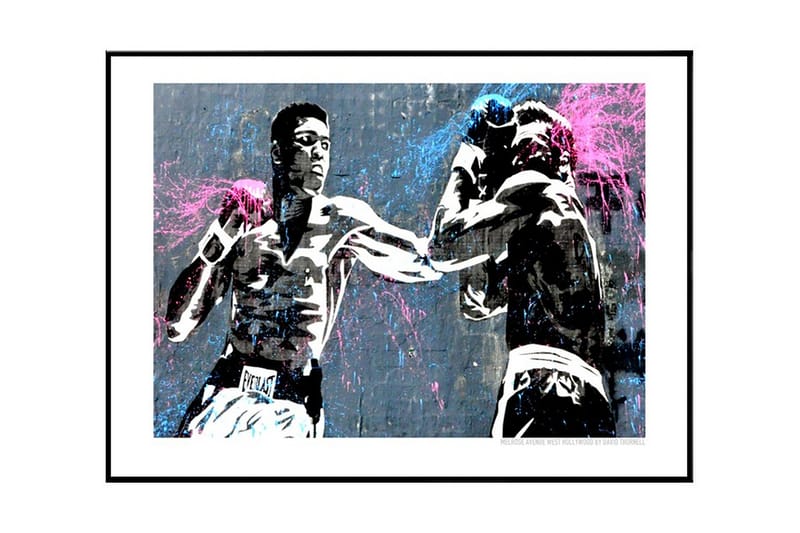 Mohammad Ali in Action Illustrasjon Blå/Rosa/Hvit/Svart - 100x70 cm - Interiør - Maleri & posters - Posters