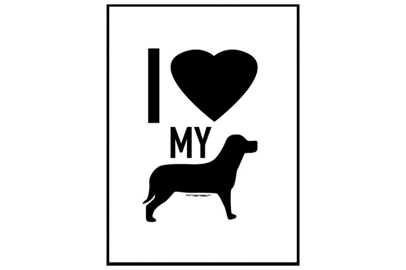 Poster I love my dog - Finnes i flere størrelser - Interiør - Maleri & posters - Posters