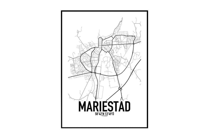 Poster Mariestad kart - Finnes i flere størrelser - Interiør - Plakater & posters - Posters