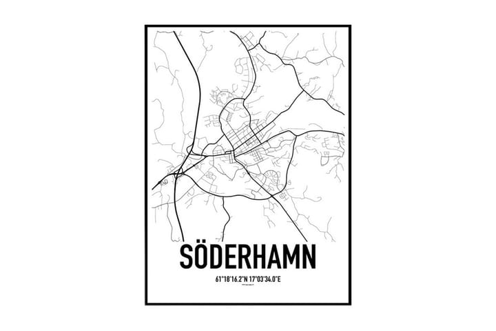 Poster Söderhamn kart - Finnes i flere størrelser - Interiør - Plakater & posters - Posters