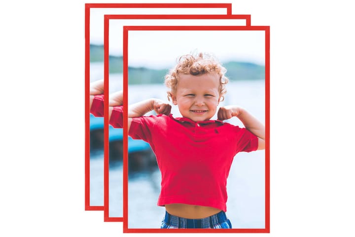 Fotorammekollasje for vegg eller bord 3 stk rød 15x21 cm MDF - Rød - Interiør - Maleri & posters - Rammer - Collageramme