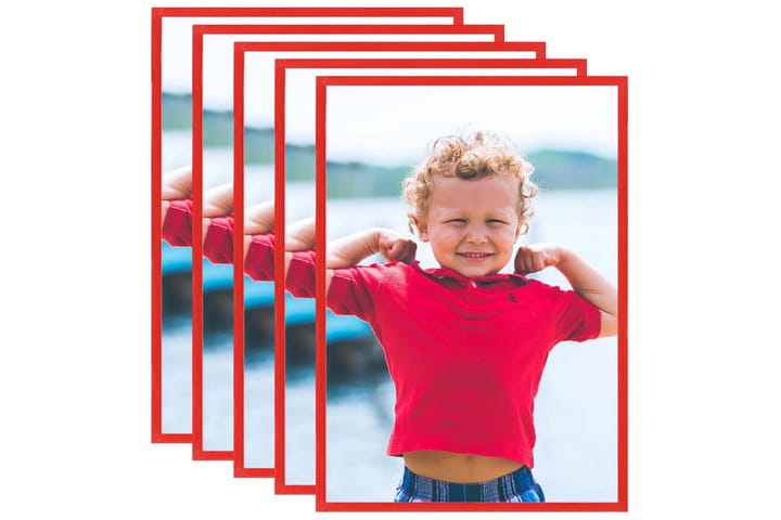 Fotorammekollasje for vegg eller bord 5 stk rød 18x24 cm MDF - Rød - Innredning - Plakater & posters - Rammer
