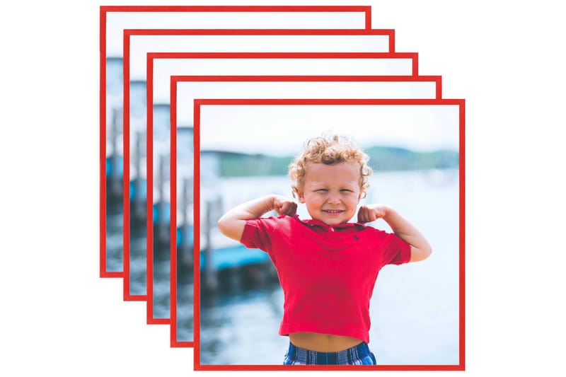 Fotorammekollasje for vegg eller bord 5 stk rød 40x40 cm MDF - Rød - Innredning - Plakater & posters - Rammer