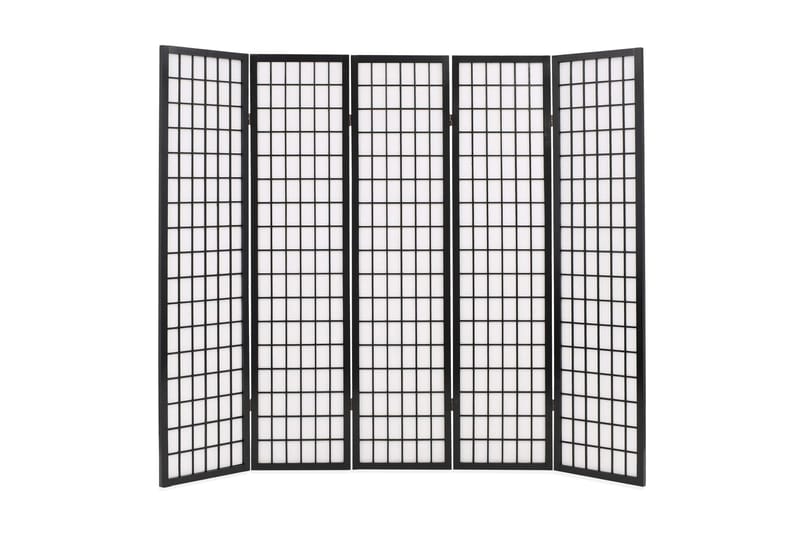Sammenleggbar romdeler 5 paneler japansk stil 200x170cm - Svart - Innredning - Små møbler - Romdelere