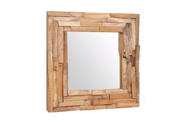 Dekorativt speil teak 60x60 cm kvadratisk - Brun - Interiør - Speil - Gangspeil