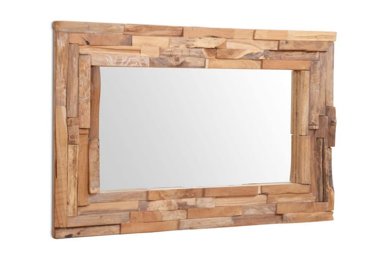 Dekorativt speil teak 90x60 cm rektangulӕrt - Brun - Innredning - Speil - Veggspeil